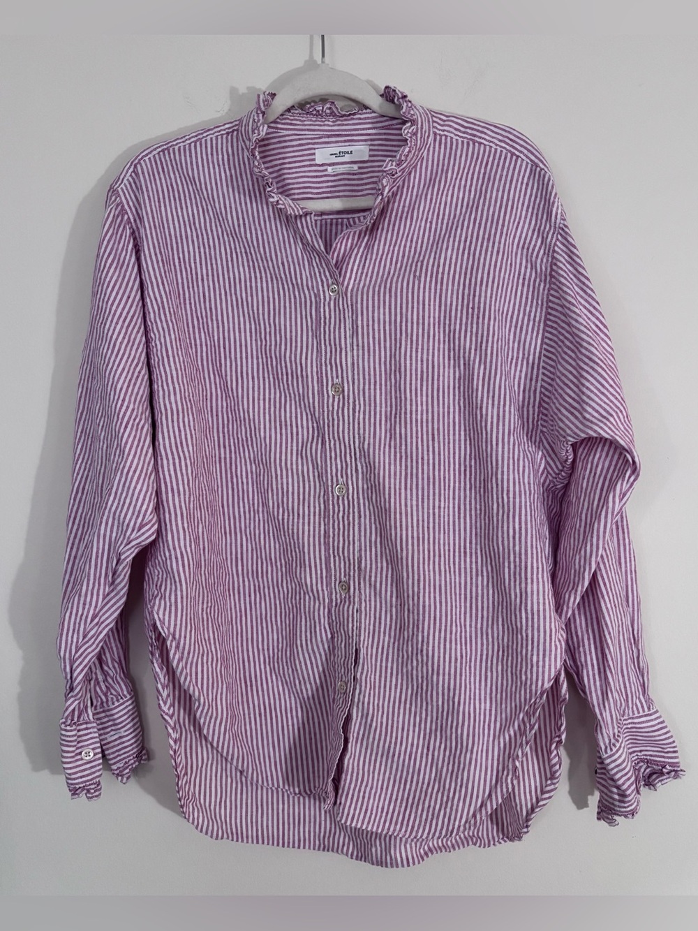 Isabel Marant Étoile Saoli Ruffle Red white Striped Shirt FR 44 US 12